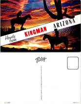 Arizona Kingman Cactus Beautiful Pink Blue Sky Cowboy Horse Vintage Postcard - £7.51 GBP