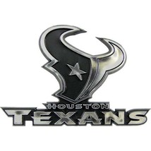 Houston Texans 3D Emblem Raised Chrome Color Die Cut Auto NFL Decal Sticker - £7.56 GBP