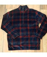 Nautica mens sz XL Plaid 1/4 Zip Fleece Pullover Jacket Canada navy red ... - $39.00