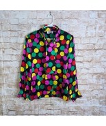 Vintage Stanley Sherman Multicolor Silk PolkaDot ButtonDown Blouse Size 12 - $34.65