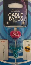 Cable Bytes 2 Pack(Fish &amp; Heart)Protects Cables From Wear &amp; Tear-RARE-SH... - $25.15