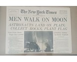 1969 NEW YORK TIMES MOON LANDING COMPLETE NEWSPAPER &quot;MEN WALK ON MOON&quot; - $390.00