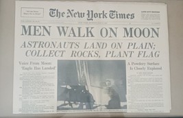 1969 NEW YORK TIMES MOON LANDING COMPLETE NEWSPAPER &quot;MEN WALK ON MOON&quot; - $390.00