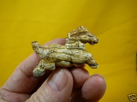 (Y-HOR-RU-551) running TAN BROWN gem HORSE stone carving figurine GEMSTO... - £10.99 GBP