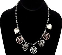 Premier Designs Chain Necklace Love Heart Rolo Silver Tone - $15.79