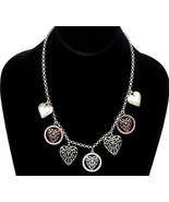 Premier Designs Chain Necklace Love Heart Rolo Silver Tone - $323.71 MXN