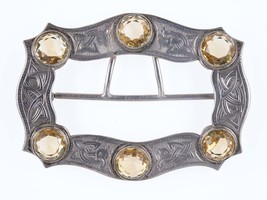 Antique Scottish Shoe Buckle Joseph Gray Styles Chester Sterling Silver with Cit - £401.89 GBP