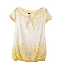 PATAGONIA White &amp; Yellow Floral Design Organic Cotton Blouse Womens Medium - £22.15 GBP