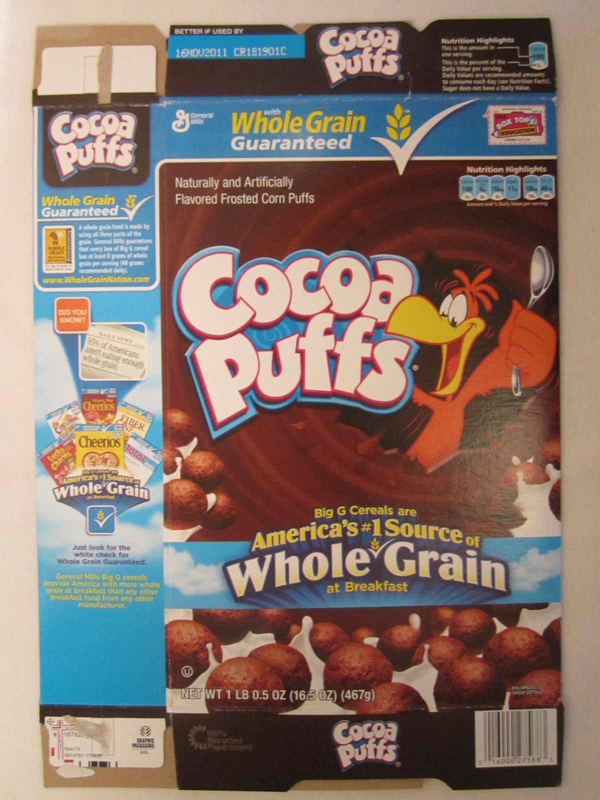Empty GENERAL MILLS Cereal Box 2011 Cocoa Puffs 16.5 oz MAZE [G7C3m] - $7.97