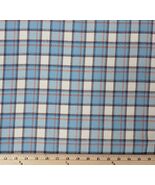 Flannel Blue White Orange Checks Mammoth Junior Flannel Cotton Fabric D2... - $12.95