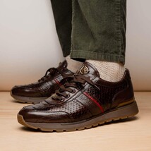 Brescia Snake and Classic Calfskin Fashion Sneaker Brown image 11