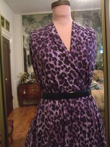 3yd Animal Print Cottony Feel Ity Drapey Dress Knit Fabric Purple W/ Black Spots - £19.07 GBP