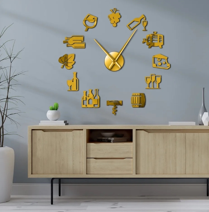 Food Drinks Cheese And Cake Fun Giant Frameless DIY Wall Clock Home Offi... - $22.99+