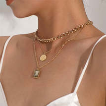 Crystal &amp; 18K Gold-Plated Rectangle Layered Pendant Necklace - £12.01 GBP