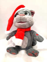 Talking Friends Animated Tom Christmas Cat Plush Santa Hat &amp; Scarf 12&quot; K... - £15.79 GBP