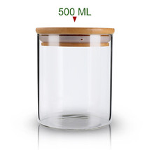 500Ml Airtight Food Storage Jar Clear Glass Tea Coffee Container Seal Bamboo Lid - £15.17 GBP