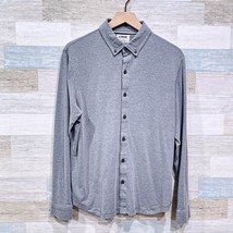 Tidewater Building Group LINKSOUL Jersey Knit Button Down Shirt Gray Men... - £27.68 GBP