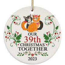 Funny Couple Cat Ornament Gift Decor 39th Wedding Anniversary 39 Year Christmas - £11.70 GBP