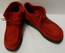 Lower East Side Women&#39;s Red Suede Leather Platform Ankle Boots Size 9 - £47.15 GBP