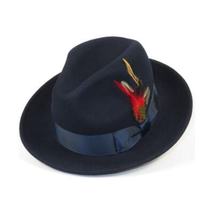 Men's Milani Wool Fedora Hat Soft Crushable Lined FD219 Navy Blue image 3