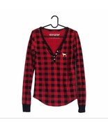 VS I only sleep in PINK buffalo plaid thermal top - $46.03 CAD