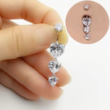 925 sterling silver belly button ring heart cubic zircon navel belly pie... - $38.99