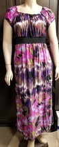 Tie Dye Tye Dye PURPLE BLACK Long Maxi Dress STRETCHY Empire Waist L- XL... - £5.58 GBP