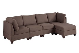 Hague 5-Piece Modular Sectional Covers in Black Coffee Linen-Like Fabric - £777.90 GBP