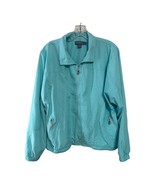 Koret Women’s L Aqua Blue Zip Front Lightweight Jacket Polyester Cotton ... - $223.46 MXN