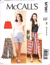 McCall&#39;s M7961 Misses 6 to  14 Shorts and Pants Uncut Sewing Pattern New - $14.86