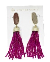 Kendra Scott Marin Cranberry Purple Earrings Beaded Tassel Drop NEW - £51.07 GBP