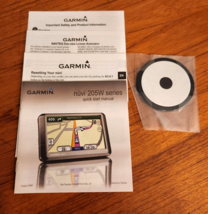 Garmin nuvi 205W Series Quick Start Manual/PAPERWORK + DISK - $2.92