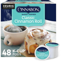 Cinnabon Classic Cinnamon Roll Keurig K-Cup Pods Light Roast Coffee 48 Count - $30.68
