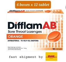 6 boxes x 12&#39;s DIFFLAM AB Sore Throat Lozenges  Kill Bacteria Orange Flavor -DHL - £54.10 GBP
