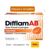 6 boxes x 12&#39;s DIFFLAM AB Sore Throat Lozenges  Kill Bacteria Orange Fla... - $95.19 CAD