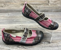Keen Size 9 Pink Brown Harvest Plaid Mary Jane Shoes - $14.85