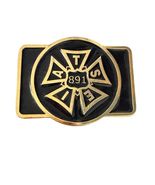 Vintage Bastian IATSE 891 Belt Buckle Gold Tone Black Union Theater Stag... - $35.10