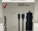 Verizon Fast Car Charger 45W with USB-C to light Cable 6 ft cable Brand New - £17.97 GBP