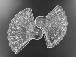 Fenton Daisy and Button Fan Trinket Snack Plates Trays Lot of Two Clear Crystal - £17.82 GBP