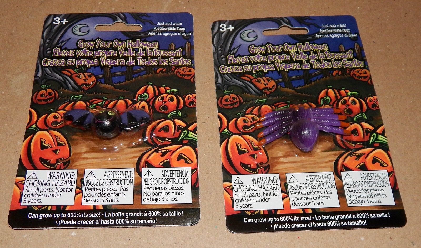 Halloween Grow Your Own Spider &amp; Bat 600% Bigger Start At 2 1/2&quot; x 1 1/2... - $5.49