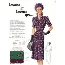 Vintage Maisonette Ad Fabric Swatch 1940s 8x11 658 VISCOSE RAYON PRINT - $21.78