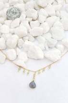 Dainty gold Gemstone seed bead Charm Necklace Minimalist layering chain ... - £41.20 GBP