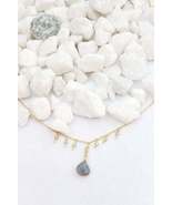 Dainty gold Gemstone seed bead Charm Necklace Minimalist layering chain ... - £40.95 GBP