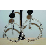 Quartz Crystals Dancing Girl Hoop dangle Dancer Earrings Couture 4&quot; Jumb... - $9.89