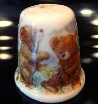 Vintage Porcelain Thimble Bear Cubs in the Springtime collectible - $8.47