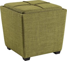 Ave Six Osp Home Furnishings Rockford Square Storage Ottoman With, Green Fabric - £82.13 GBP