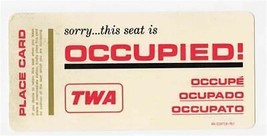 TWA Trans World Airlines Seat Occupied Card 1976 Place Card  - £18.69 GBP