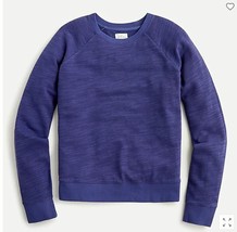 New Women J Crew Indigo Vintage Long Sleeve Crop Terry Cotton Sweatshirt M - £30.57 GBP