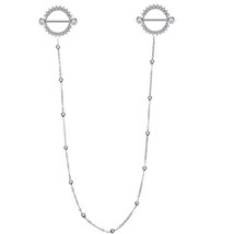 Fashion Long Chain U Heart Shaped Nipple Ring Sexy Women Body Jewelry 1 Pair Tea - £10.44 GBP