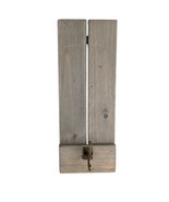 Rustic Wood Slat Wall Hook Hat Coat Rack 18x7&quot; Gray Wash, Brass Double S... - $35.11 CAD